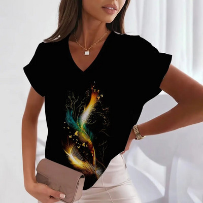 Tricou cu decolteu în V Moda 3d Transparentă Y2k alb-negru cu carouri Îmbrăcăminte ocazională de vară cu mânecă scurtă Tricou clasic liber drăguț pentru femei Top