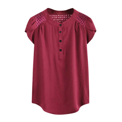 Modne bluze Majice s prugastim printom Izdubljene majice s kratkim leptir rukavima Jednobojne ljetne ležerne ženske košulje Tunike