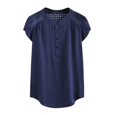 Modne bluze Majice s prugastim printom Izdubljene majice s kratkim leptir rukavima Jednobojne ljetne ležerne ženske košulje Tunike