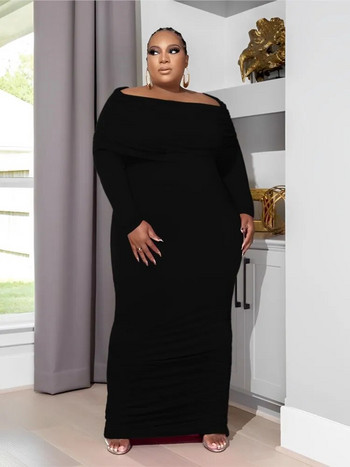 Μεγάλο μέγεθος Φθινοπωρινό μακρύ φόρεμα Γυναικείο φόρεμα με μονό ώμου Σέξι γυναικεία πλισέ φορέματα Γυναικείο μακρυμάνικο φόρεμα 2023