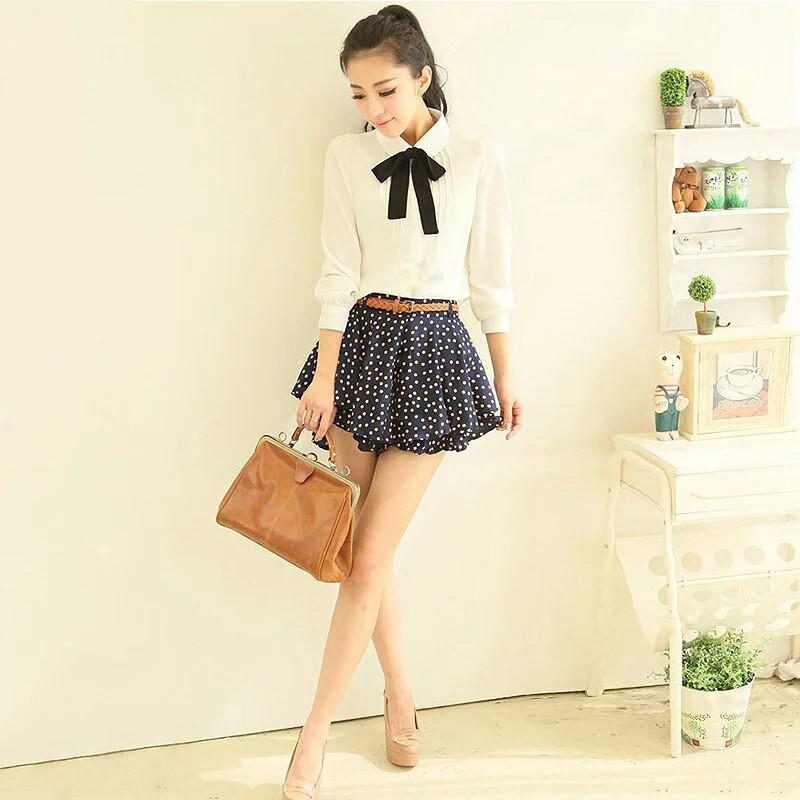 Korejske žene Elegantna leptir kravata Bijele bluze Ležerna košulja od šifona Ženske majice Školske bluze Ženska odjeća