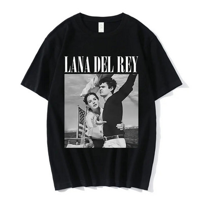Tricou nou Lana Del Rey Ldr cu imprimeu grafic Fashion Streetwear, cu mâneci scurte, ocazional, cu gât crew, tricou pentru femei