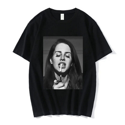 Tricou nou Lana Del Rey Ldr cu imprimeu grafic Fashion Streetwear, cu mâneci scurte, ocazional, cu gât crew, tricou pentru femei