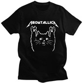 Funny Cat Meowtallica Cat Rock Music Graphic Print Majica Rock Music Modna majica s okruglim izrezom kratkih rukava Ženska velika veličina