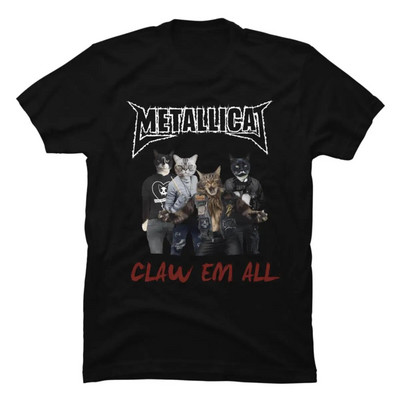 Funny Cat Meowtallica Cat Rock Music Graphic Print Majica Rock Music Modna majica s okruglim izrezom kratkih rukava Ženska velika veličina