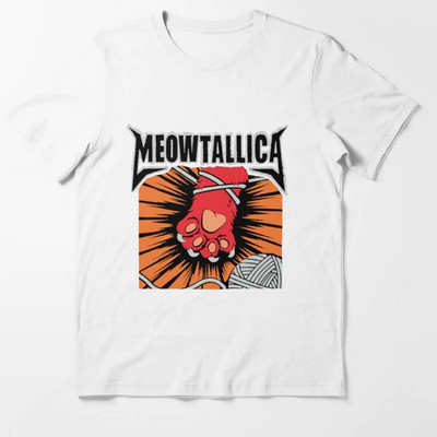 Funny Cat Meowtallica Cat Rock Music Graphic Print Majica Rock Music Modna majica s okruglim izrezom kratkih rukava Ženska velika veličina