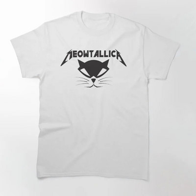 Funny Cat Meowtallica Cat Rock Music Graphic Print Majica Rock Music Modna majica s okruglim izrezom kratkih rukava Ženska velika veličina