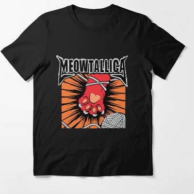 Funny Cat Meowtallica Cat Rock Music Graphic Print Majica Rock Music Modna majica s okruglim izrezom kratkih rukava Ženska velika veličina