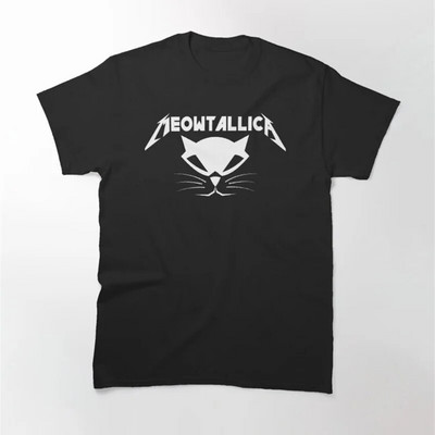 Funny Cat Meowtallica Cat Rock Music Graphic Print Majica Rock Music Modna majica s okruglim izrezom kratkih rukava Ženska velika veličina