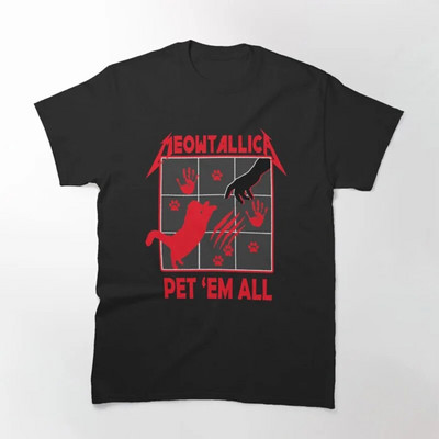 Funny Cat Meowtallica Cat Rock Music Graphic Print Majica Rock Music Modna majica s okruglim izrezom kratkih rukava Ženska velika veličina