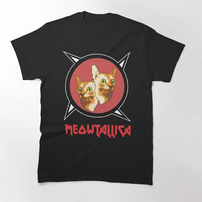 Funny Cat Meowtallica Cat Rock Music Graphic Print Majica Rock Music Modna majica s okruglim izrezom kratkih rukava Ženska velika veličina