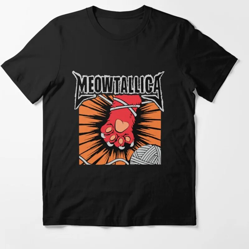 Funny Cat Meowtallica Cat Rock Music Graphic Print Majica Rock Music Modna majica s okruglim izrezom kratkih rukava Ženska velika veličina