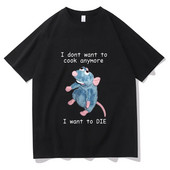 Ljetna Harajuku majica kratkih rukava Mouse I don't want to cook Majica s grafičkim printom Modna ležerna majica kratkih rukava velikih veličina Ženska