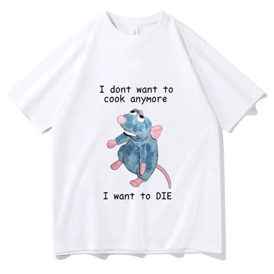 Ljetna Harajuku majica kratkih rukava Mouse I don't want to cook Majica s grafičkim printom Modna ležerna majica kratkih rukava velikih veličina Ženska