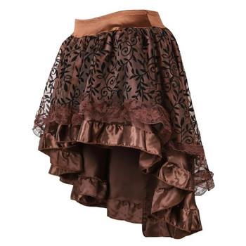 Γοτθική φλοράλ δαντέλα με βολάν φούστα Ασύμμετρη ψηλή χαμηλή φούστα Steampunk πειρατές φούστες αποκριάτικες στολές συν μέγεθος