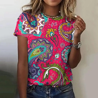 Tricou cu mânecă scurtă la modă de vară pentru femei, cu gât în formă de O, cu imprimare grafică, Topuri vintage, Pulover Harajuku, haine supradimensionate pentru femei