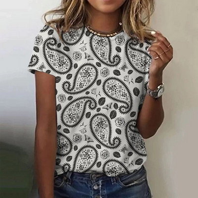 Tricou cu mânecă scurtă la modă de vară pentru femei, cu gât în formă de O, cu imprimare grafică, Topuri vintage, Pulover Harajuku, haine supradimensionate pentru femei