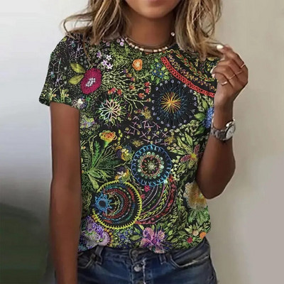 Tricou cu mânecă scurtă la modă de vară pentru femei, cu gât în formă de O, cu imprimare grafică, Topuri vintage, Pulover Harajuku, haine supradimensionate pentru femei