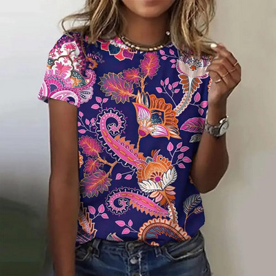 Tricou cu mânecă scurtă la modă de vară pentru femei, cu gât în formă de O, cu imprimare grafică, Topuri vintage, Pulover Harajuku, haine supradimensionate pentru femei