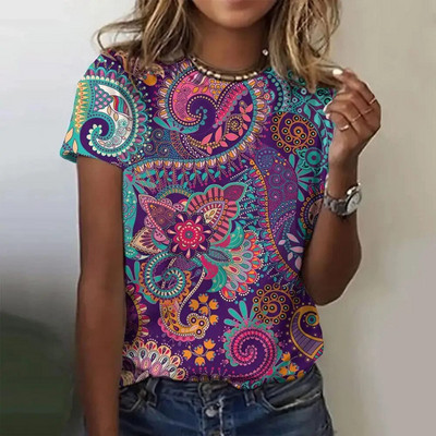 Tricou cu mânecă scurtă la modă de vară pentru femei, cu gât în formă de O, cu imprimare grafică, Topuri vintage, Pulover Harajuku, haine supradimensionate pentru femei