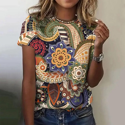 Tricou cu mânecă scurtă la modă de vară pentru femei, cu gât în formă de O, cu imprimare grafică, Topuri vintage, Pulover Harajuku, haine supradimensionate pentru femei