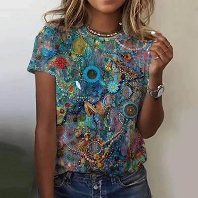Tricou cu mânecă scurtă la modă de vară pentru femei, cu gât în formă de O, cu imprimare grafică, Topuri vintage, Pulover Harajuku, haine supradimensionate pentru femei