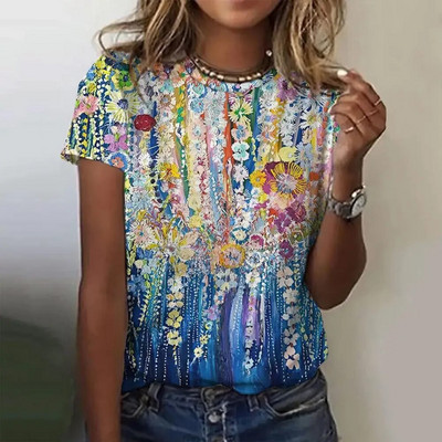 Tricou cu mânecă scurtă la modă de vară pentru femei, cu gât în formă de O, cu imprimare grafică, Topuri vintage, Pulover Harajuku, haine supradimensionate pentru femei