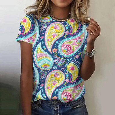 Tricou cu mânecă scurtă la modă de vară pentru femei, cu gât în formă de O, cu imprimare grafică, Topuri vintage, Pulover Harajuku, haine supradimensionate pentru femei