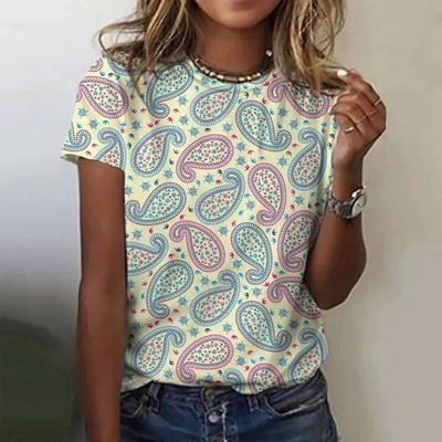 Tricou cu mânecă scurtă la modă de vară pentru femei, cu gât în formă de O, cu imprimare grafică, Topuri vintage, Pulover Harajuku, haine supradimensionate pentru femei