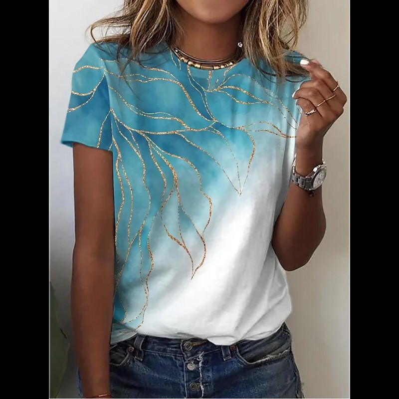 Καλοκαίρι καυτές πωλήσεις Νέα μόδα τρισδιάστατο λουλούδι γυναικεία μπλουζάκια με κοντό μανίκι Casual Street Tee Φαρδιά ρούχα Γυναικεία ρούχα