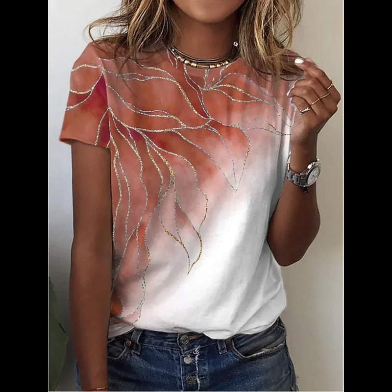 Καλοκαίρι καυτές πωλήσεις Νέα μόδα τρισδιάστατο λουλούδι γυναικεία μπλουζάκια με κοντό μανίκι Casual Street Tee Φαρδιά ρούχα Γυναικεία ρούχα