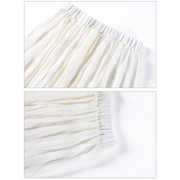 Плюс размер 4 цвята, дълга пола, дамска еластична шифонена пола с висока талия, ежедневна плисирана миди пола Faldas Saias Streetwear