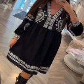 Μαύρο φαρδύ φόρεμα 3XL μακρυμάνικο Boho ρετρό αφρικανικό vintage casual φόρεμα 2024 Νέα Ρούχα Δωρεάν αποστολή 30