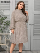 Φθινοπωρινό μίντι γυναικείο φόρεμα με πουά στάμπα Modis Loose βολάν Πλισέ γυναικεία φορέματα Μακρυμάνικο casual γυναικείο φόρεμα 2023