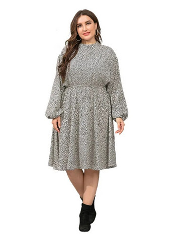 Φθινοπωρινό μίντι γυναικείο φόρεμα με πουά στάμπα Modis Loose βολάν Πλισέ γυναικεία φορέματα Μακρυμάνικο casual γυναικείο φόρεμα 2023