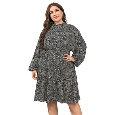 Φθινοπωρινό μίντι γυναικείο φόρεμα με πουά στάμπα Modis Loose βολάν Πλισέ γυναικεία φορέματα Μακρυμάνικο casual γυναικείο φόρεμα 2023