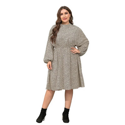 Φθινοπωρινό μίντι γυναικείο φόρεμα με πουά στάμπα Modis Loose βολάν Πλισέ γυναικεία φορέματα Μακρυμάνικο casual γυναικείο φόρεμα 2023