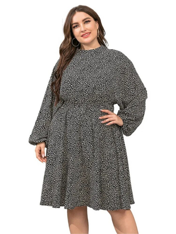 Φθινοπωρινό μίντι γυναικείο φόρεμα με πουά στάμπα Modis Loose βολάν Πλισέ γυναικεία φορέματα Μακρυμάνικο casual γυναικείο φόρεμα 2023