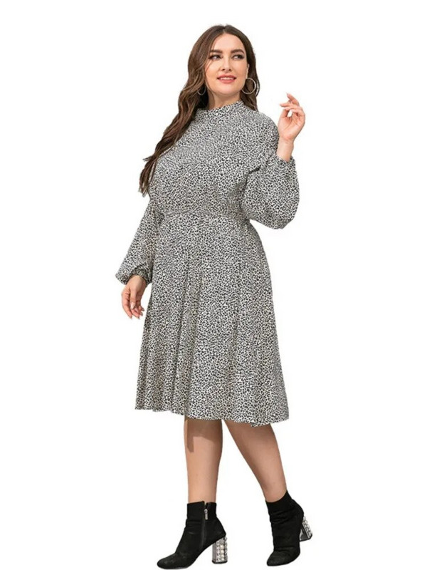 Φθινοπωρινό μίντι γυναικείο φόρεμα με πουά στάμπα Modis Loose βολάν Πλισέ γυναικεία φορέματα Μακρυμάνικο casual γυναικείο φόρεμα 2023