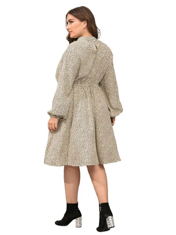 Φθινοπωρινό μίντι γυναικείο φόρεμα με πουά στάμπα Modis Loose βολάν Πλισέ γυναικεία φορέματα Μακρυμάνικο casual γυναικείο φόρεμα 2023