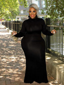 Haljine veće veličine za žene Rođendanska dolčevita Maxi dugih rukava visokog struka Elegantna ležerna haljina Veleprodaja na veliko Dropshipping