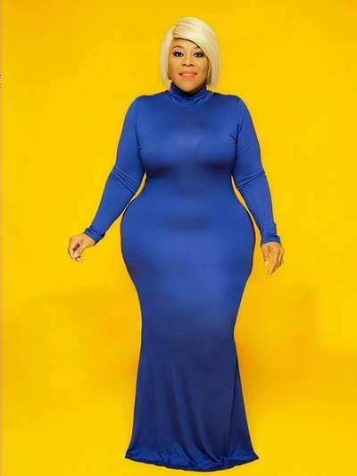 Haljine veće veličine za žene Rođendanska dolčevita Maxi dugih rukava visokog struka Elegantna ležerna haljina Veleprodaja na veliko Dropshipping