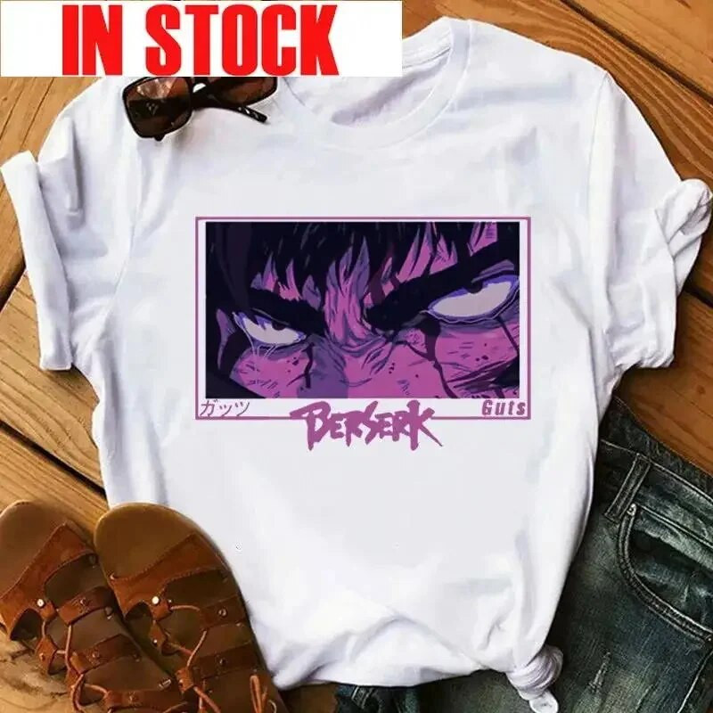 Majica kratkih rukava s japanskim anime Berserk grafičkim printom Ležerna modna vintage majica s okruglim izrezom kratkih rukava Ženska velika veličina