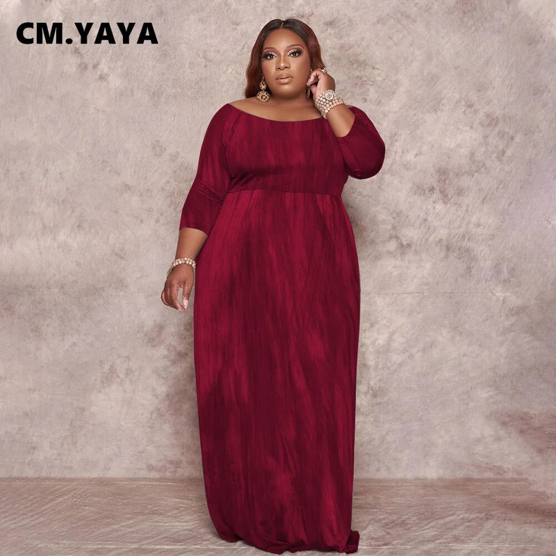 CM.YAYA Ženske haljine veće veličine Rastezljive široke maksi haljine A-kroja Vinate Elegantni Vestidos za zabave Modna odjeća Jesen