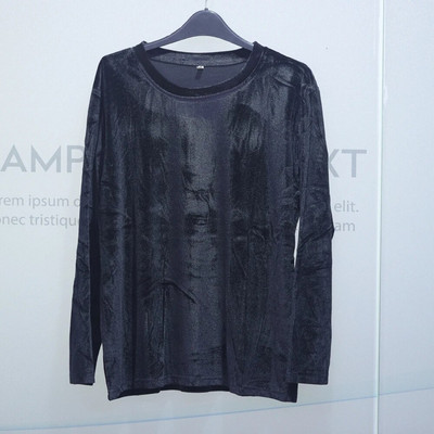 Didelio dydžio pavasariniai ilgomis rankovėmis laisvi ankstyvo rudens marškinėliai Moteriški auksiniai aksominiai trumpi apatiniai marškinėliai Nauja madinga viršūnėlė