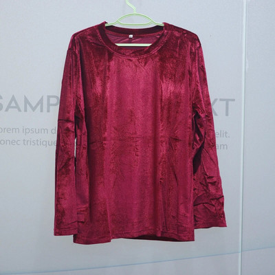 Didelio dydžio pavasariniai ilgomis rankovėmis laisvi ankstyvo rudens marškinėliai Moteriški auksiniai aksominiai trumpi apatiniai marškinėliai Nauja madinga viršūnėlė