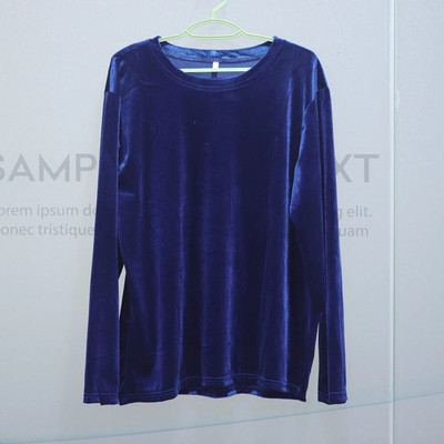 Didelio dydžio pavasariniai ilgomis rankovėmis laisvi ankstyvo rudens marškinėliai Moteriški auksiniai aksominiai trumpi apatiniai marškinėliai Nauja madinga viršūnėlė