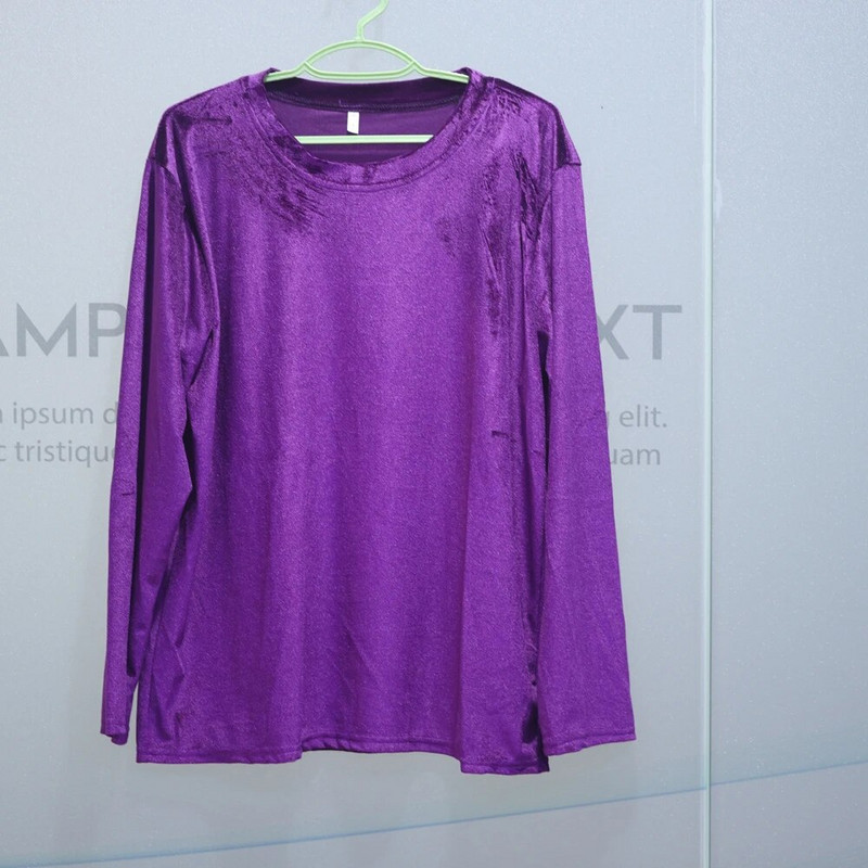 Didelio dydžio pavasariniai ilgomis rankovėmis laisvi ankstyvo rudens marškinėliai Moteriški auksiniai aksominiai trumpi apatiniai marškinėliai Nauja madinga viršūnėlė