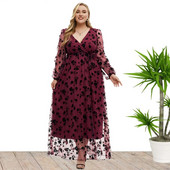 Nova vruća rasprodaja proljeća 2023. u europskom i američkom stilu, seksi haljina dugih rukava s V-izrezom za žene velike veličine