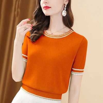Divatos, O-nyakú, toldott bő koreai blúz, női ruházat 2023 nyár, új, alkalmi pulóverek, rövid ujjú ingázó ing
